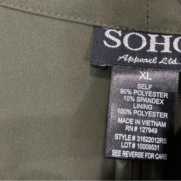 NEW Soho Apparel Olive Green Lightweight Open Front Jacket size XL (no tags) - Picture 3 of 3